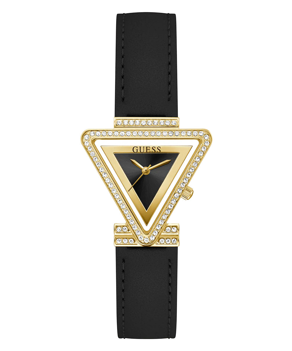 GUESS Ladies Black Gold Tone Analog Watch