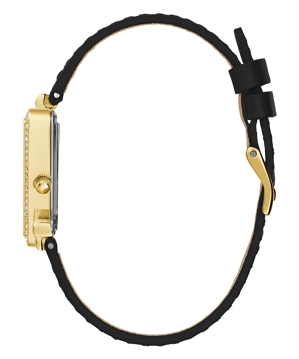 GUESS Ladies Black Gold Tone Analog Watch