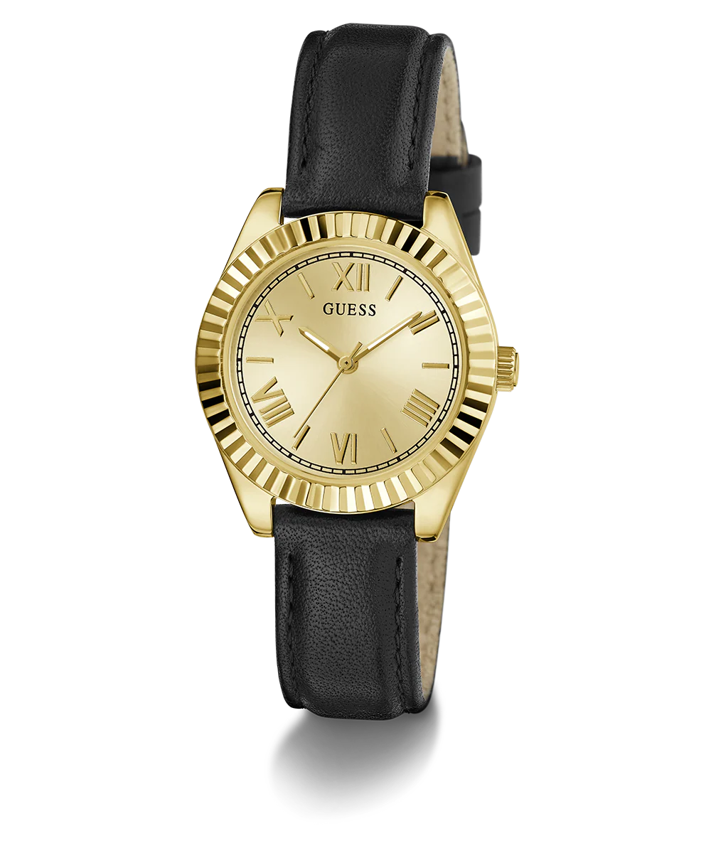 GUESS Mini Luna Ladies Black Gold Tone Analog Watch