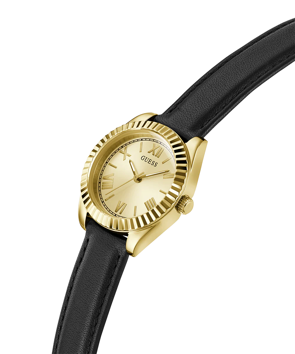 GUESS Mini Luna Ladies Black Gold Tone Analog Watch