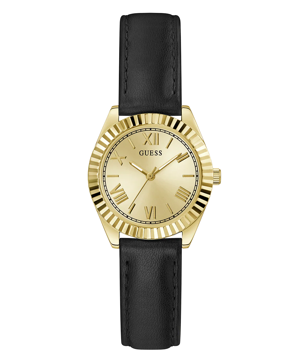 GUESS Mini Luna Ladies Black Gold Tone Analog Watch