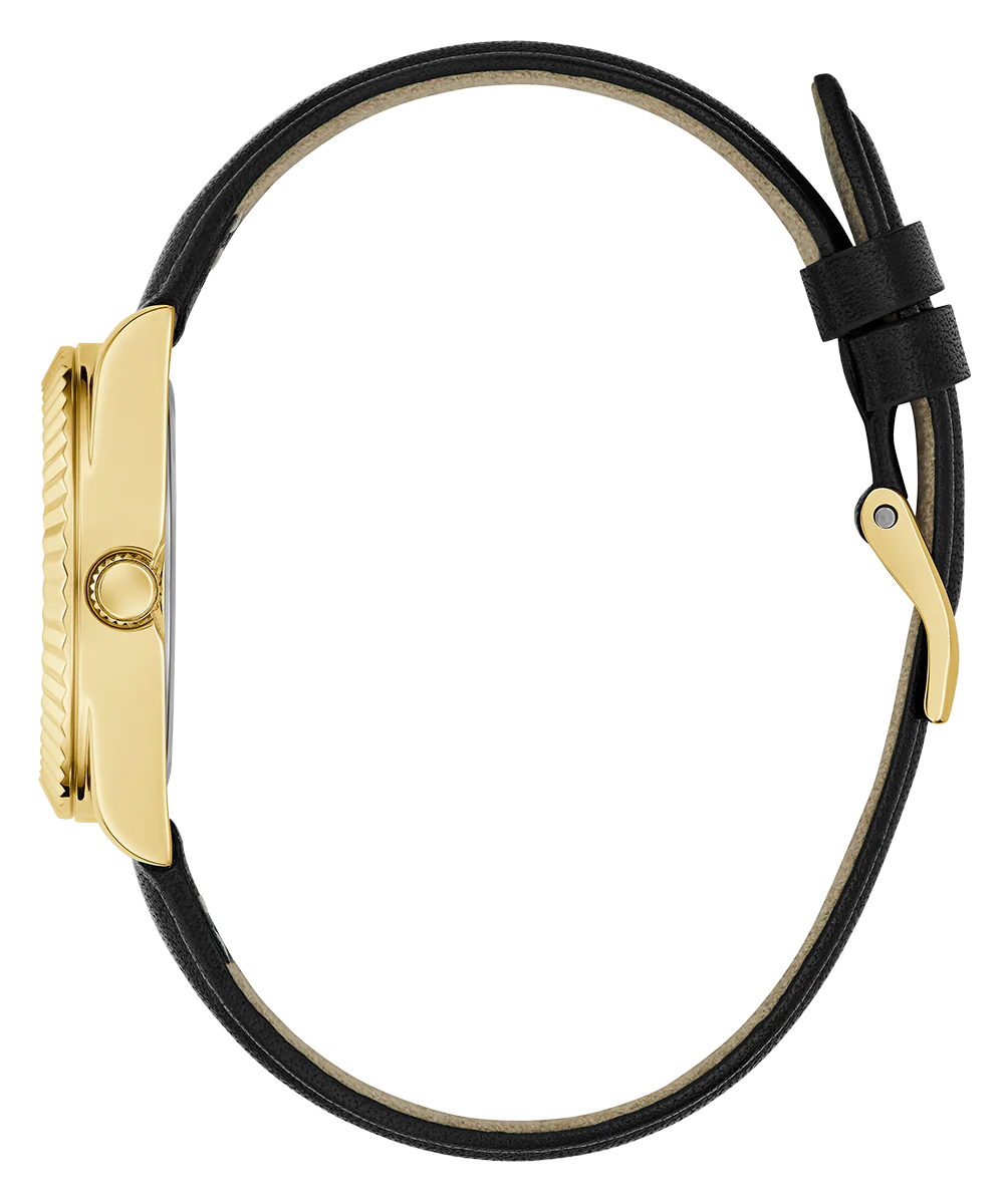 GUESS Mini Luna Ladies Black Gold Tone Analog Watch