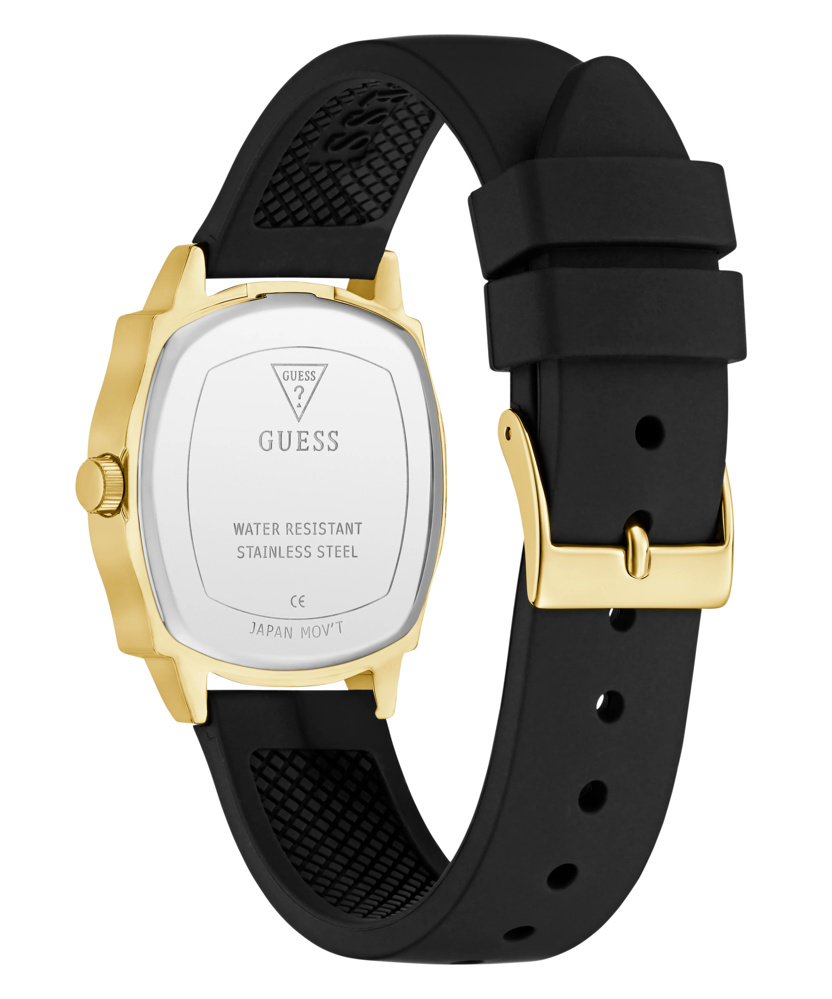 GUESS Ladies Black Gold Tone Analog Watch