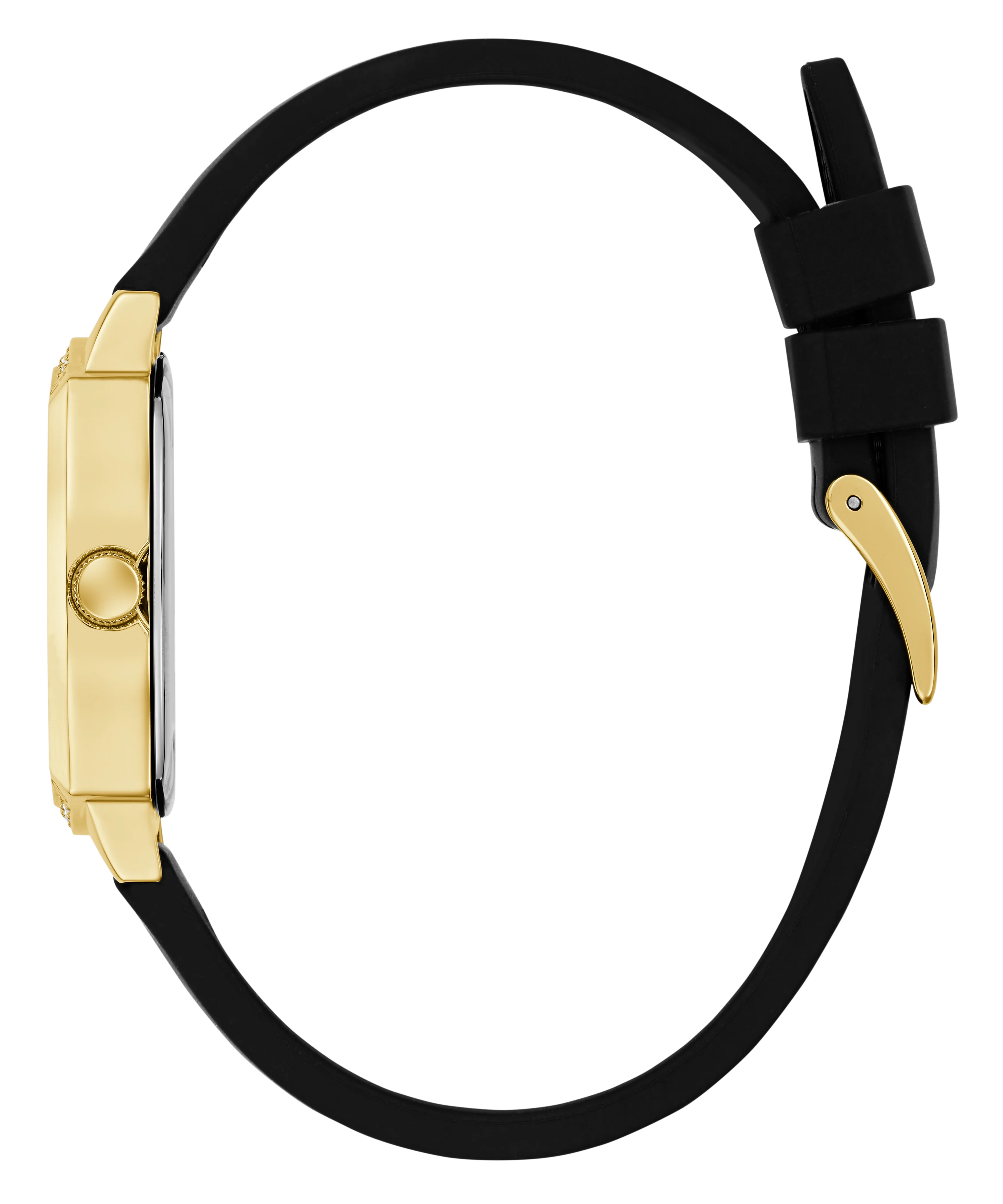 GUESS Ladies Black Gold Tone Analog Watch