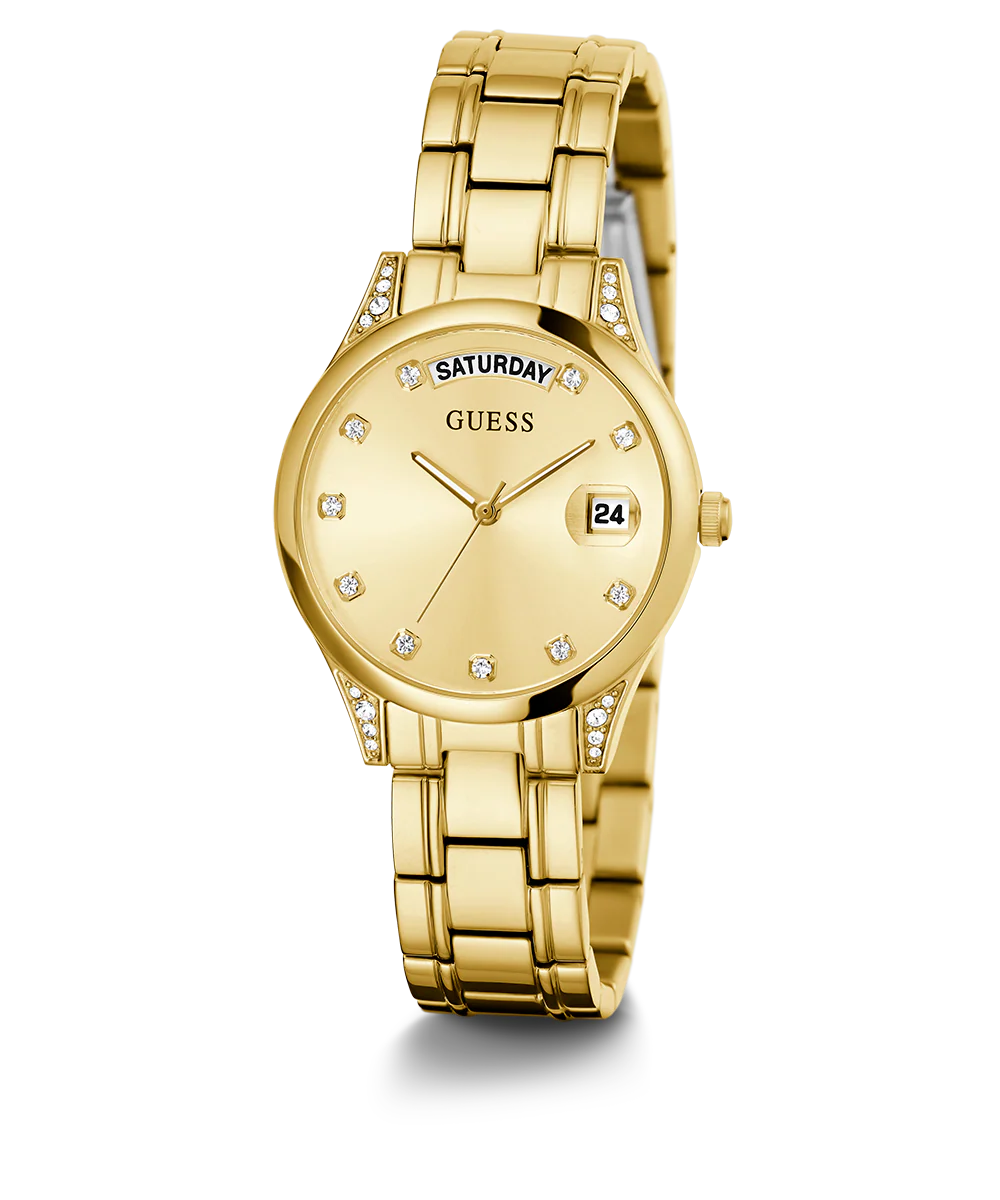 GUESS Ladies Gold Tone Day/Date Watch