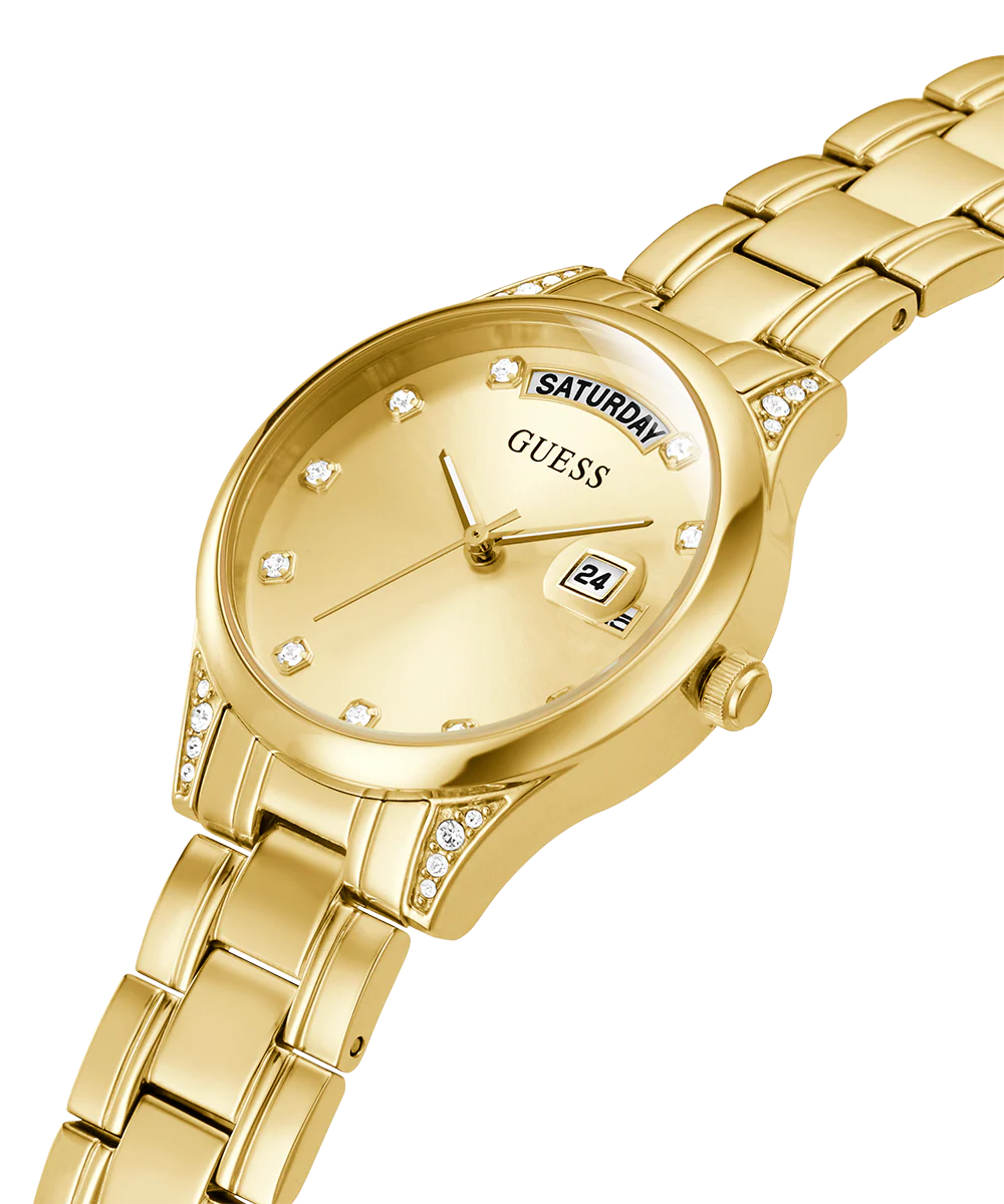 GUESS Ladies Gold Tone Day/Date Watch