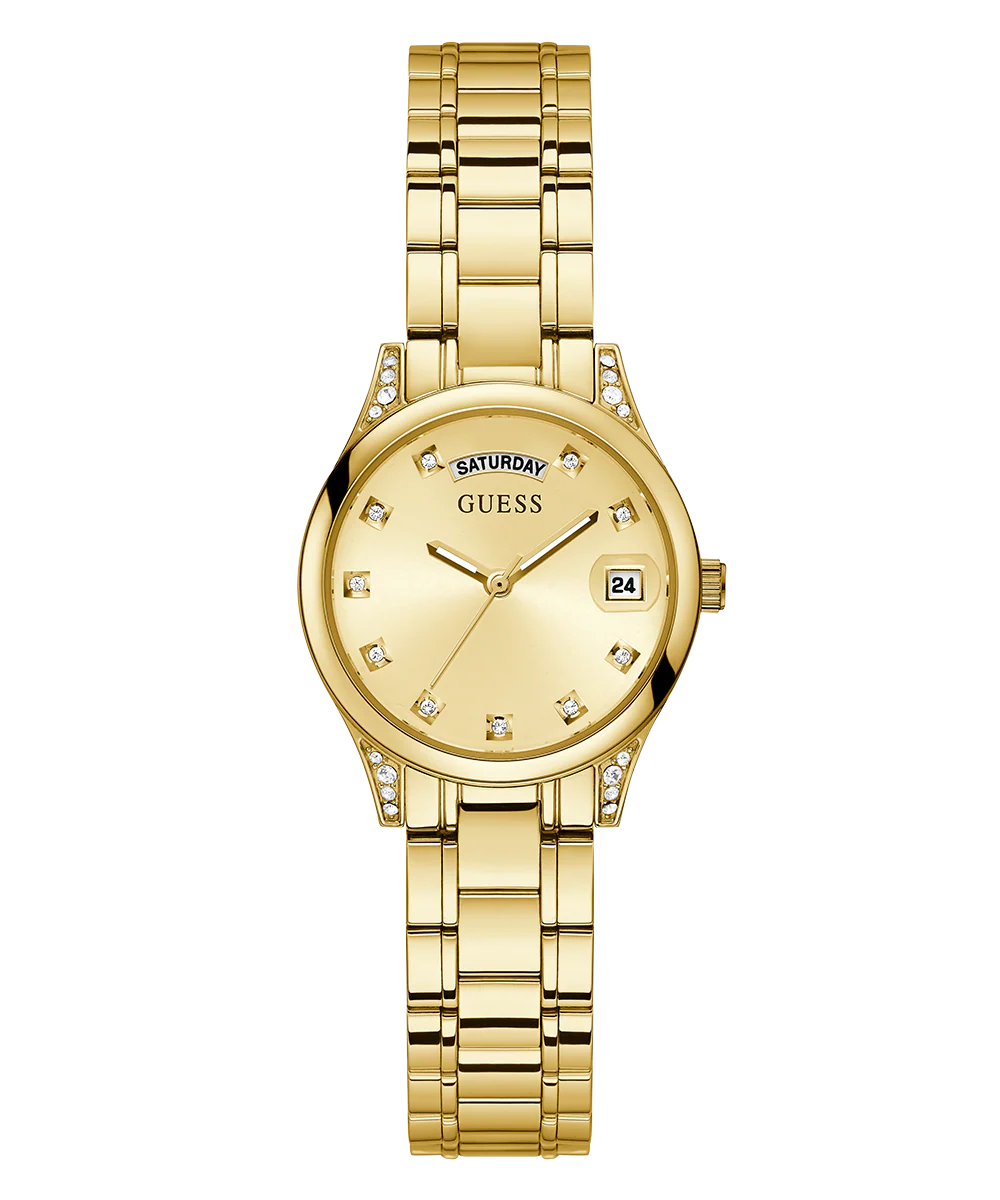 GUESS Ladies Gold Tone Day/Date Watch