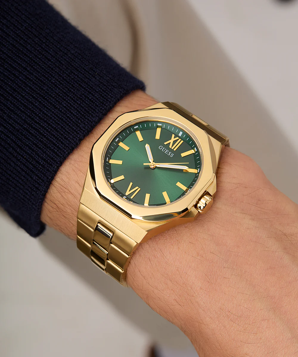GUESS Mens Gold Tone Analog Watch