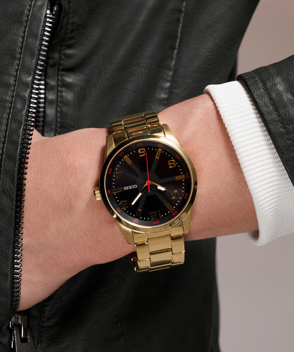 GUESS Mens Gold Tone Analog Watch