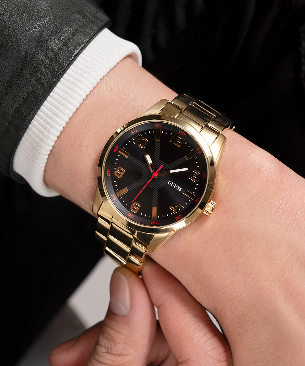 GUESS Mens Gold Tone Analog Watch