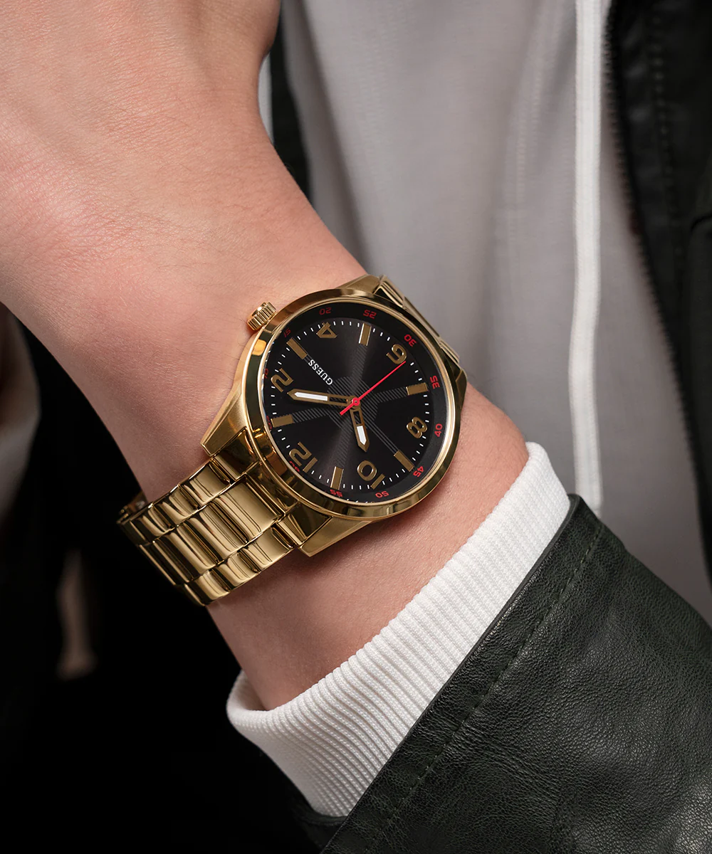 GUESS Mens Gold Tone Analog Watch