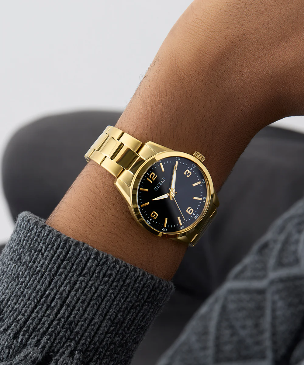 GUESS Mens Gold Tone Analog Watch