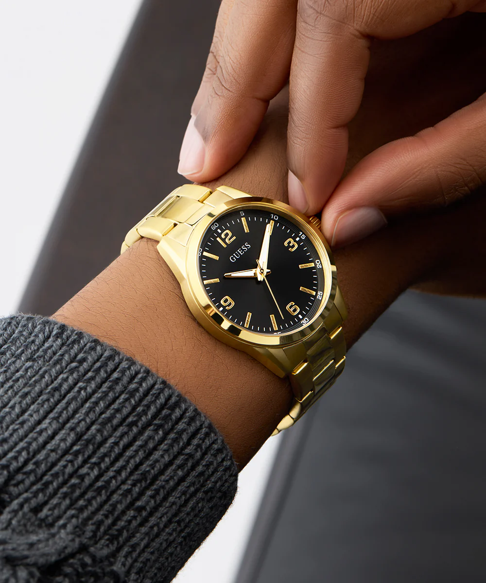 GUESS Mens Gold Tone Analog Watch