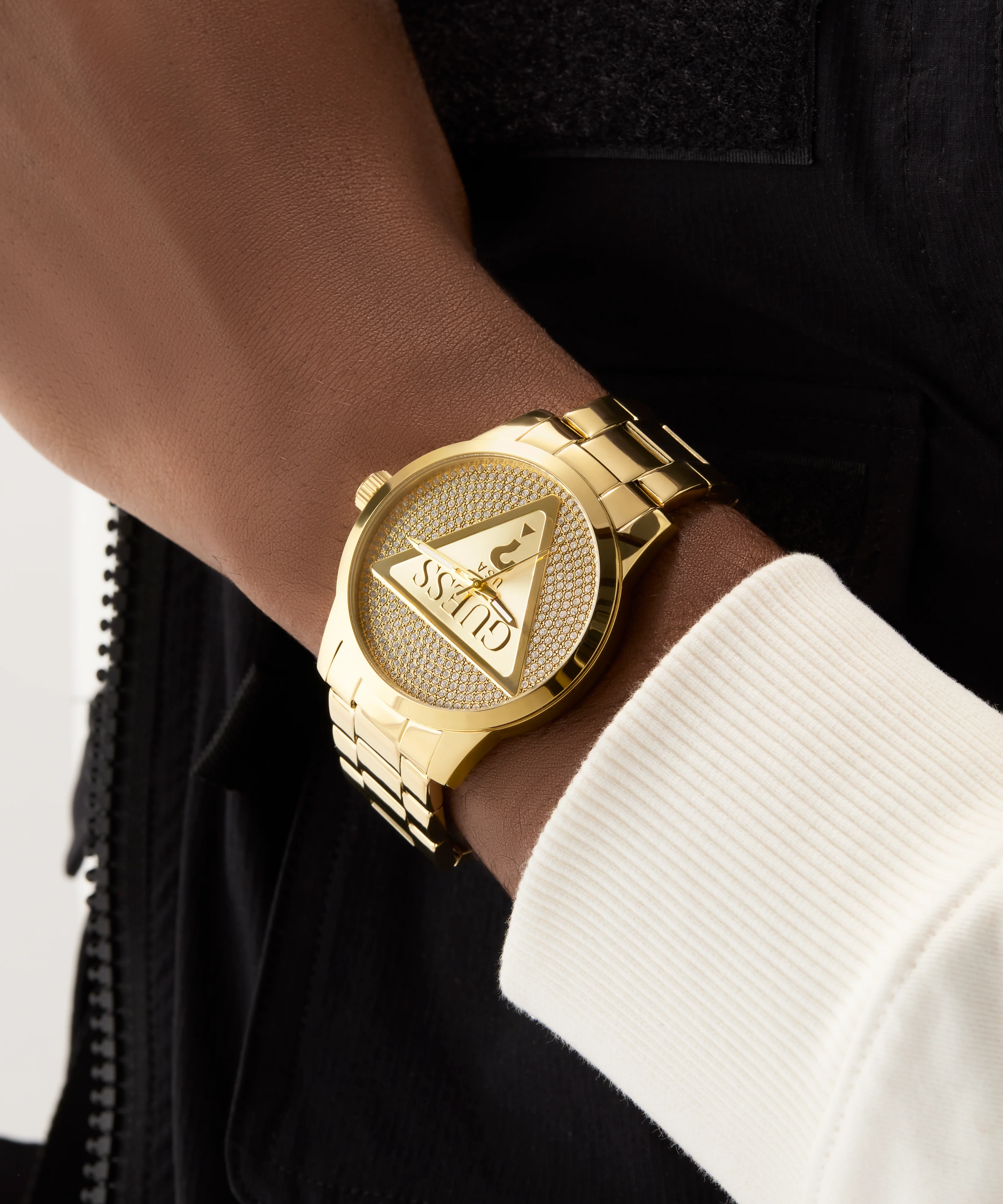 GUESS Mens Gold Tone Analog Watch