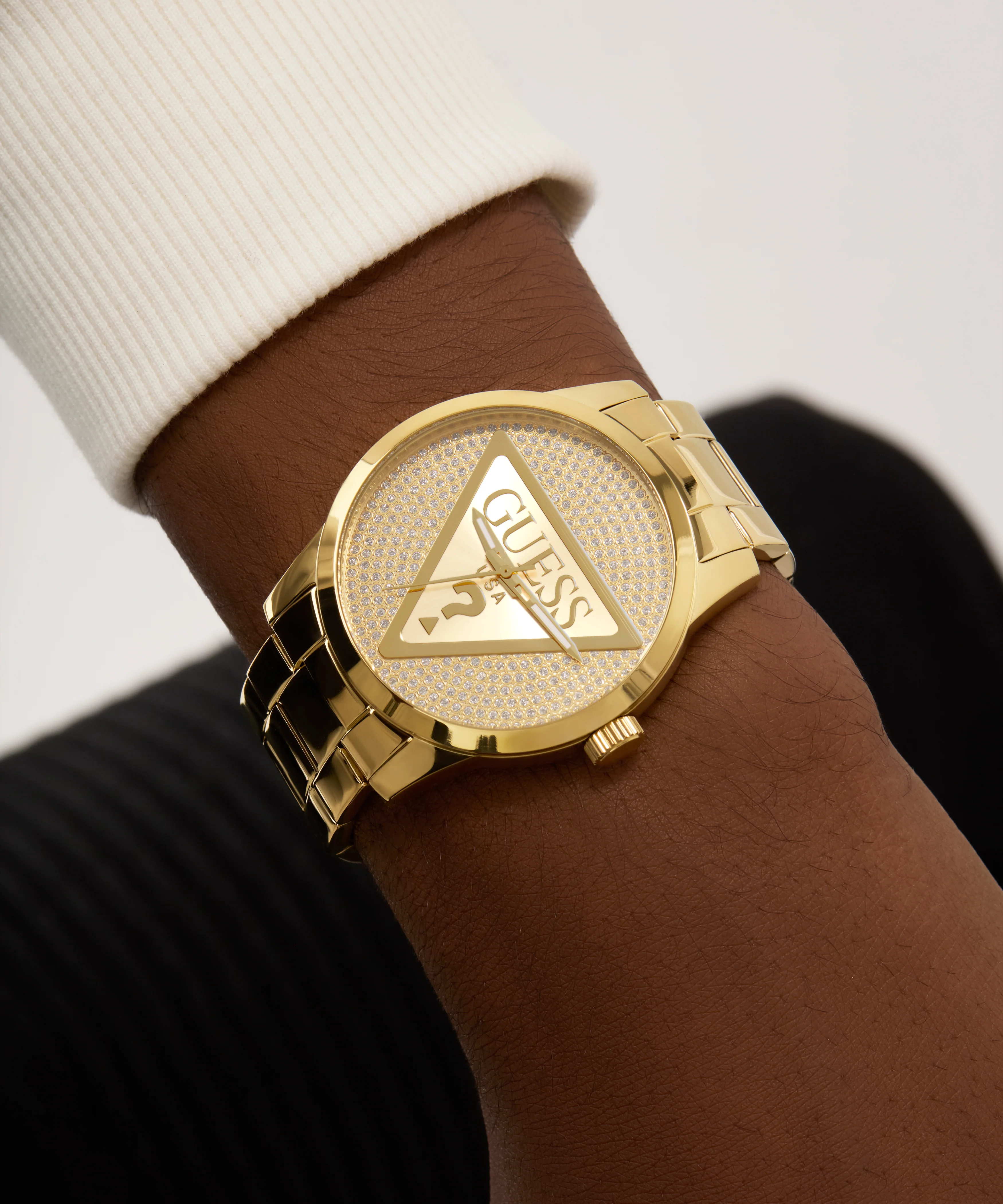 GUESS Mens Gold Tone Analog Watch
