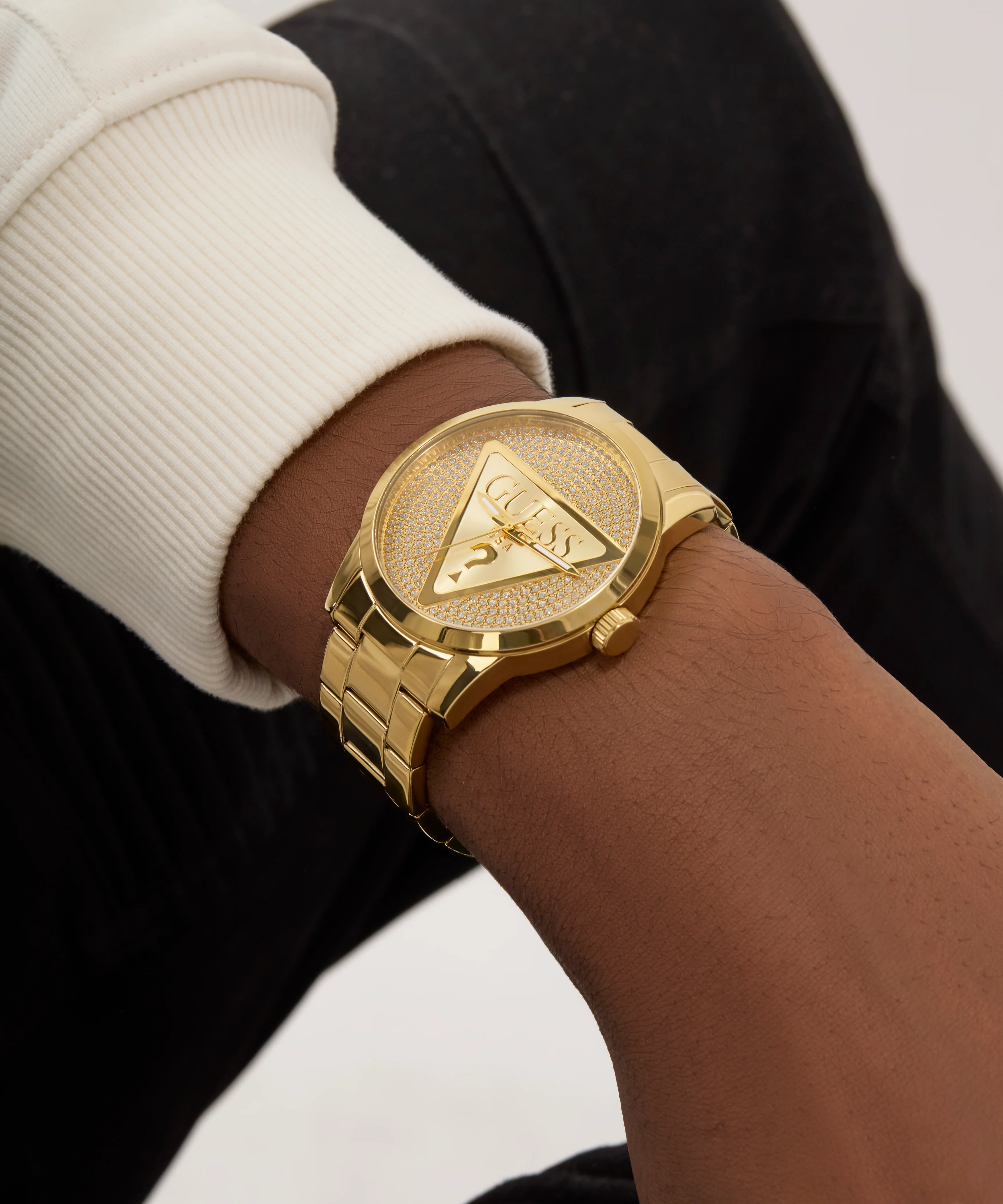GUESS Mens Gold Tone Analog Watch