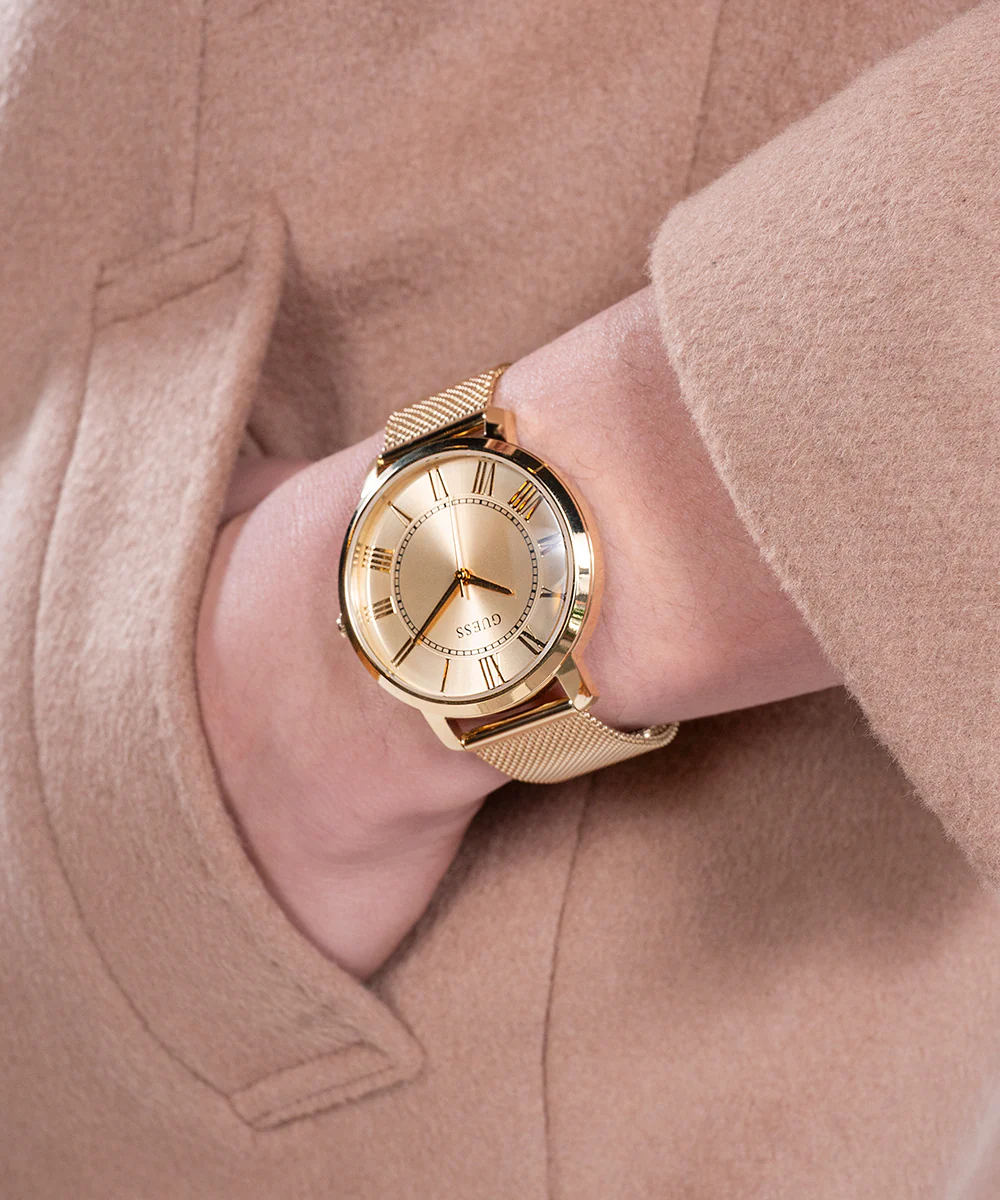 GUESS Mens Gold Tone Analog Watch