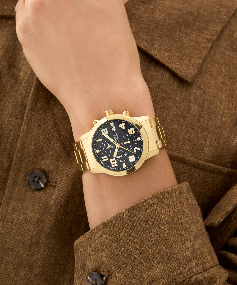 GUESS Mens Gold Tone Chronograph Watch