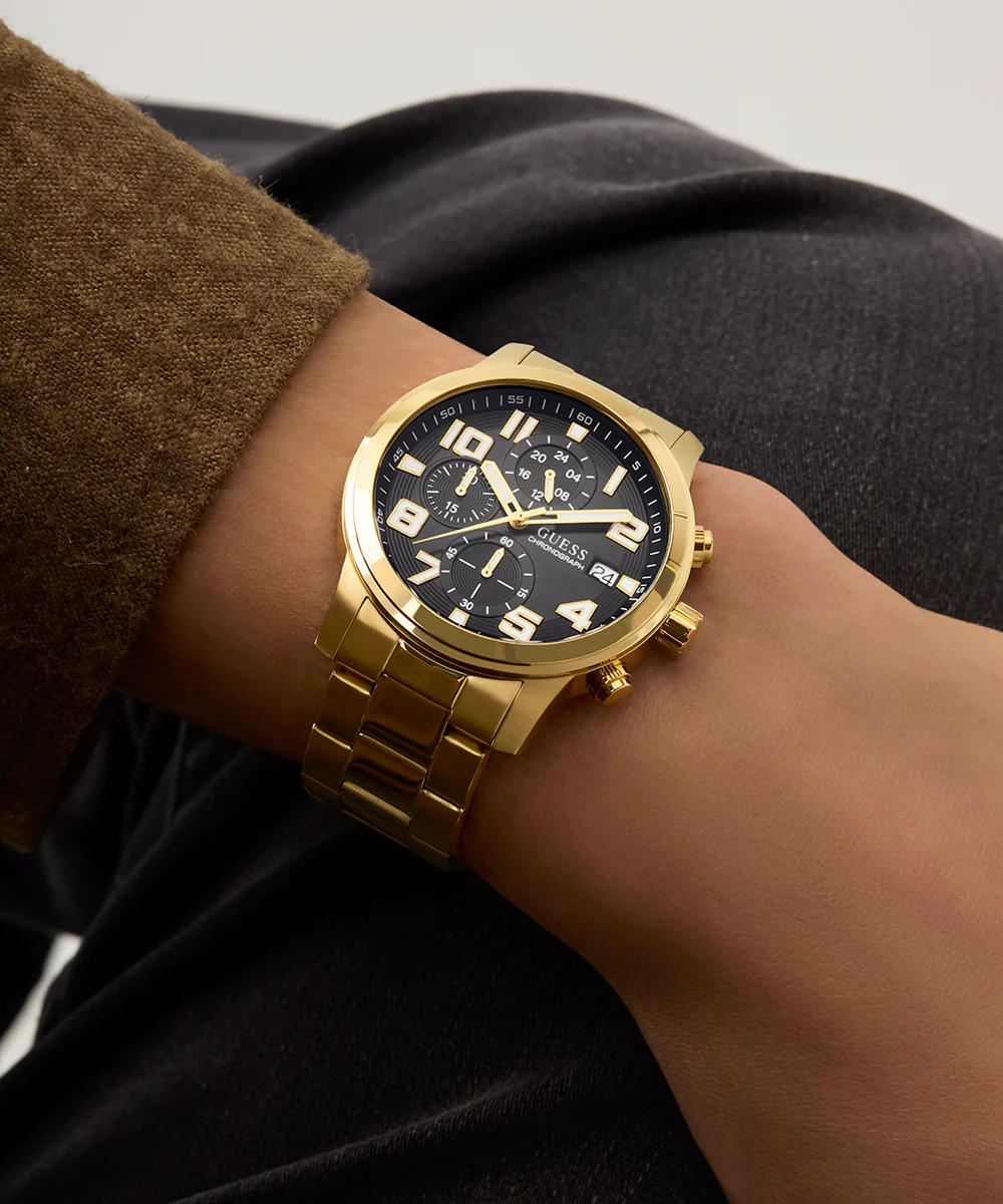 GUESS Mens Gold Tone Chronograph Watch
