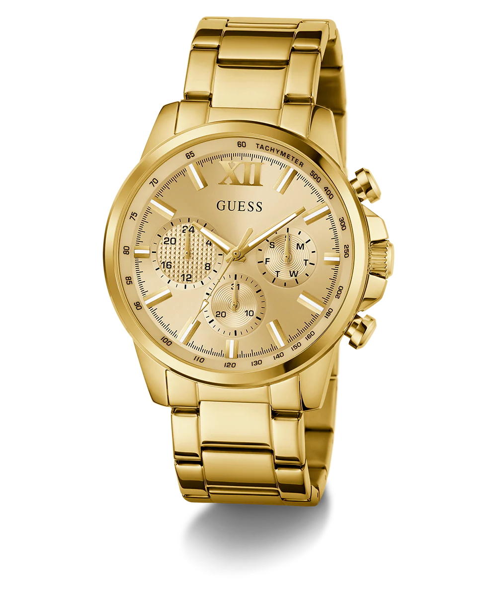 GUESS Mens Gold Tone Multi-function Watch