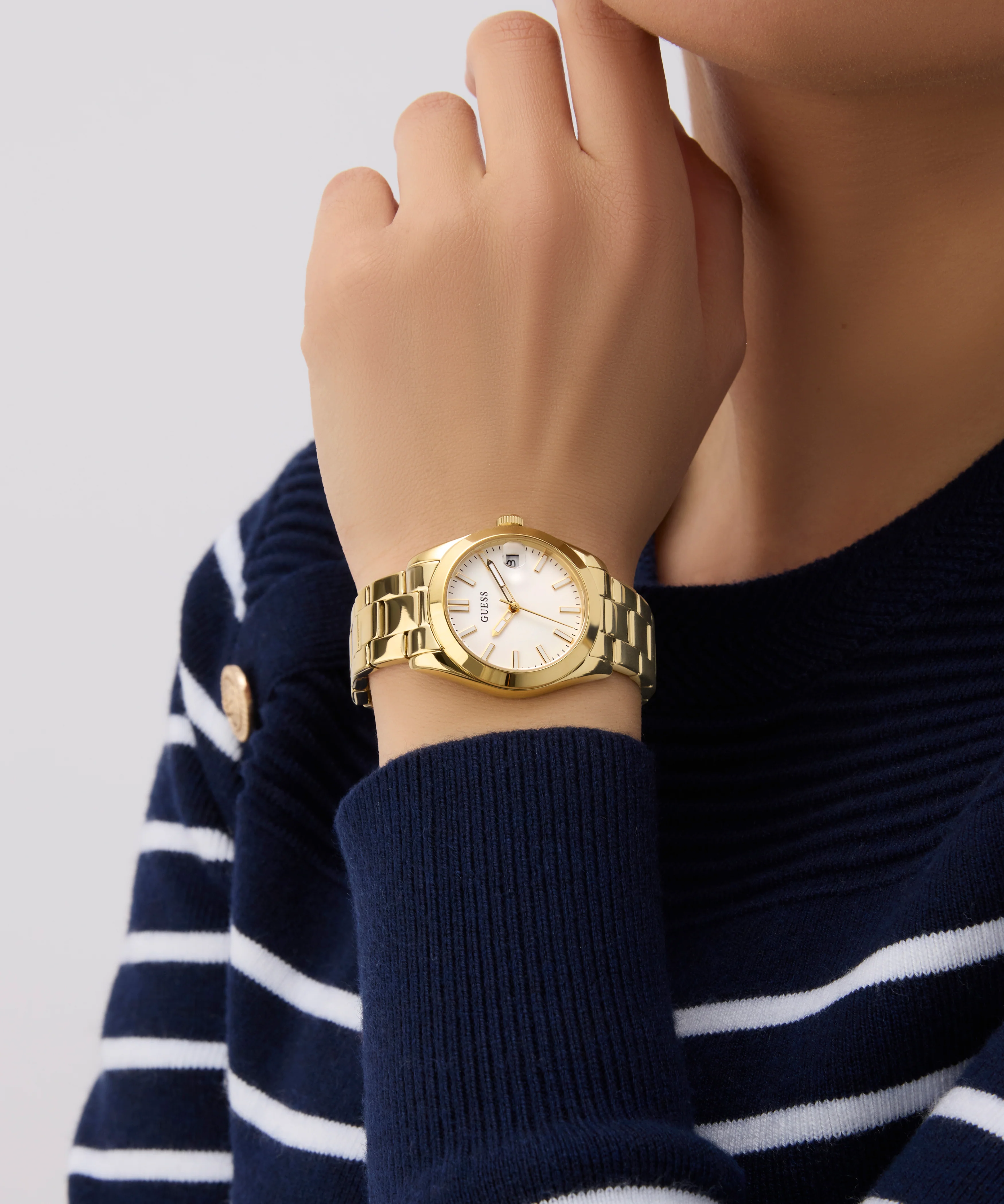 GUESS Ladies Gold Tone Date Watch