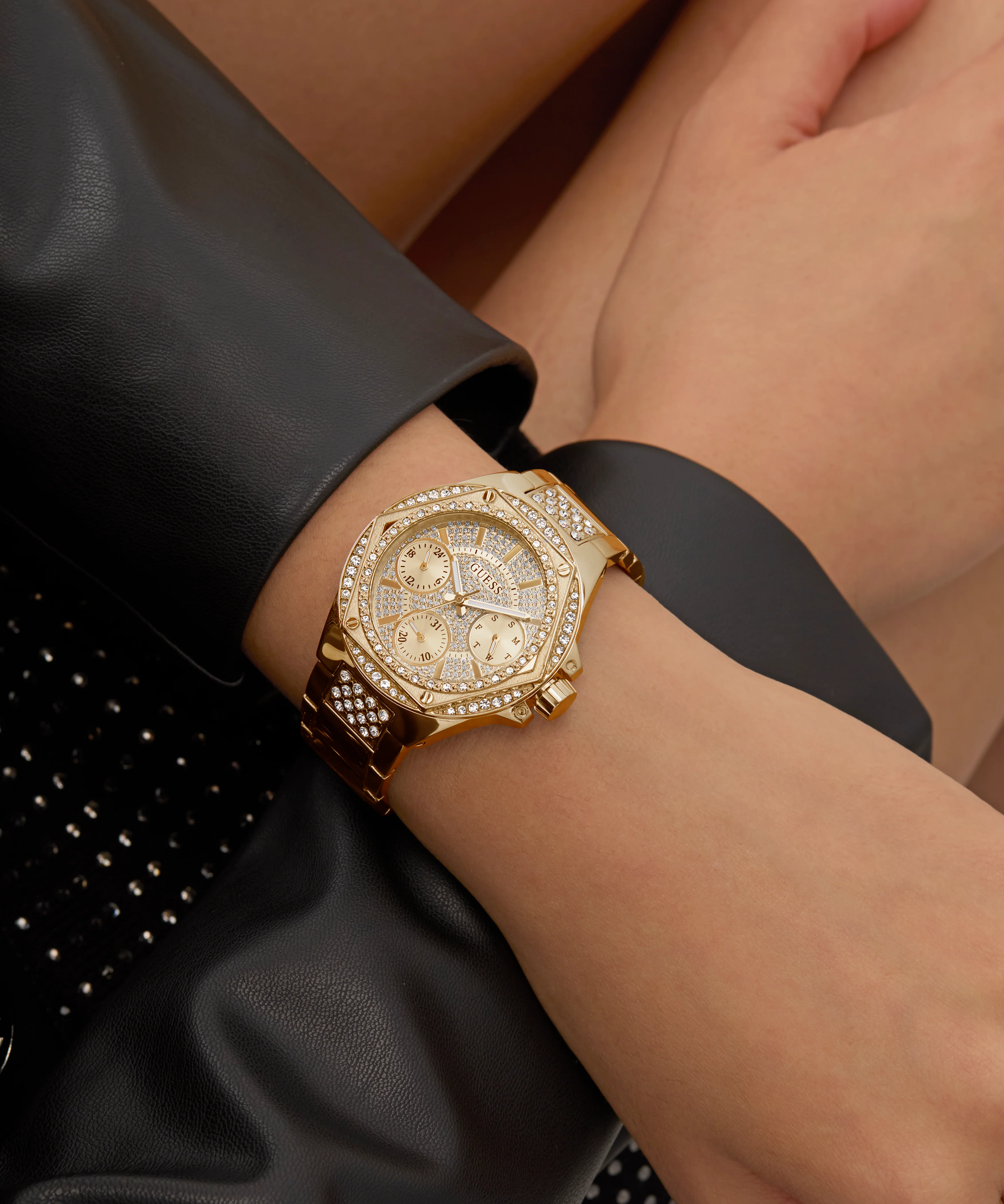 GUESS Ladies Gold Tone Multi-function Watch