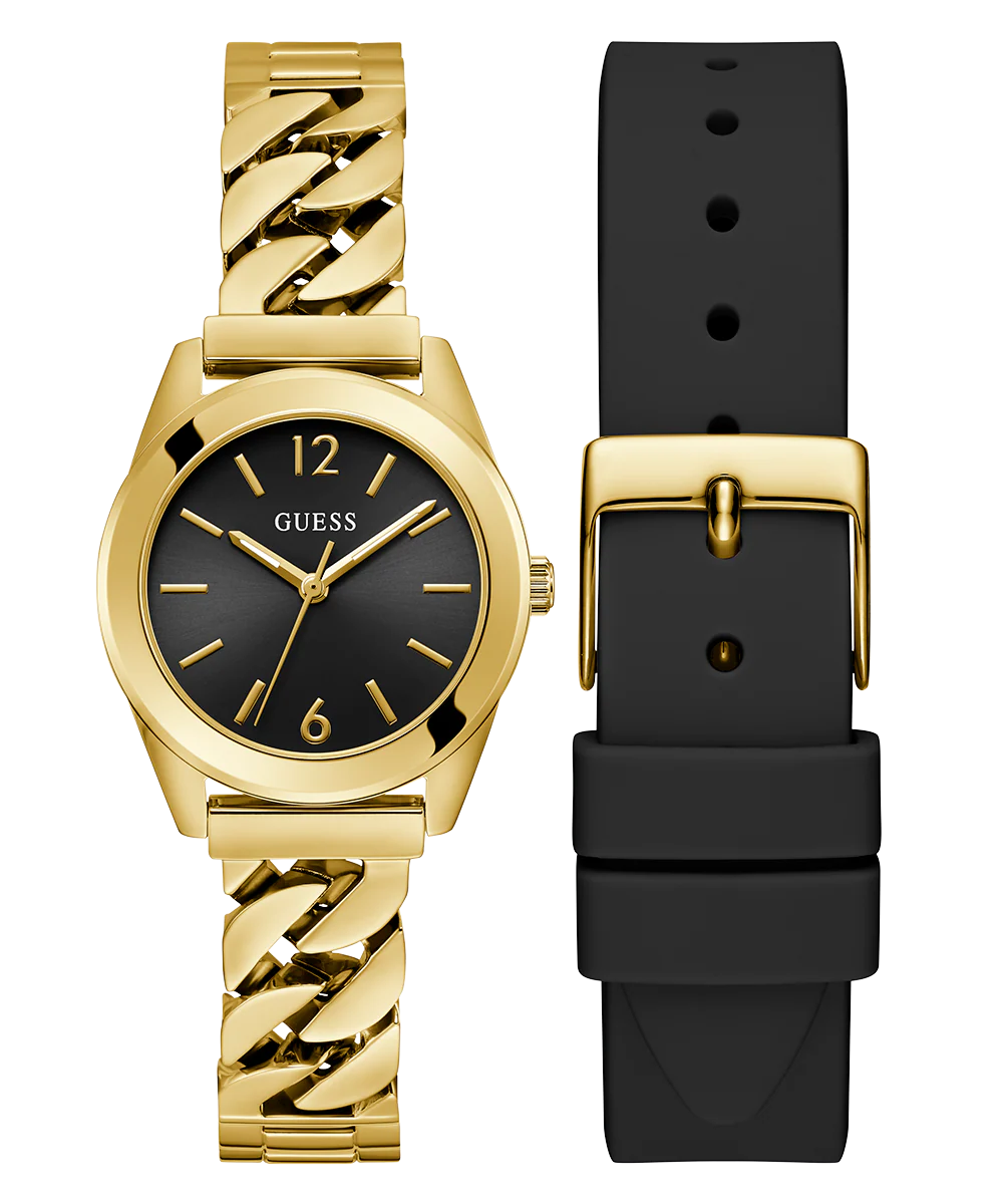GUESS Ladies Gold Tone Analog Watch Gift Set
