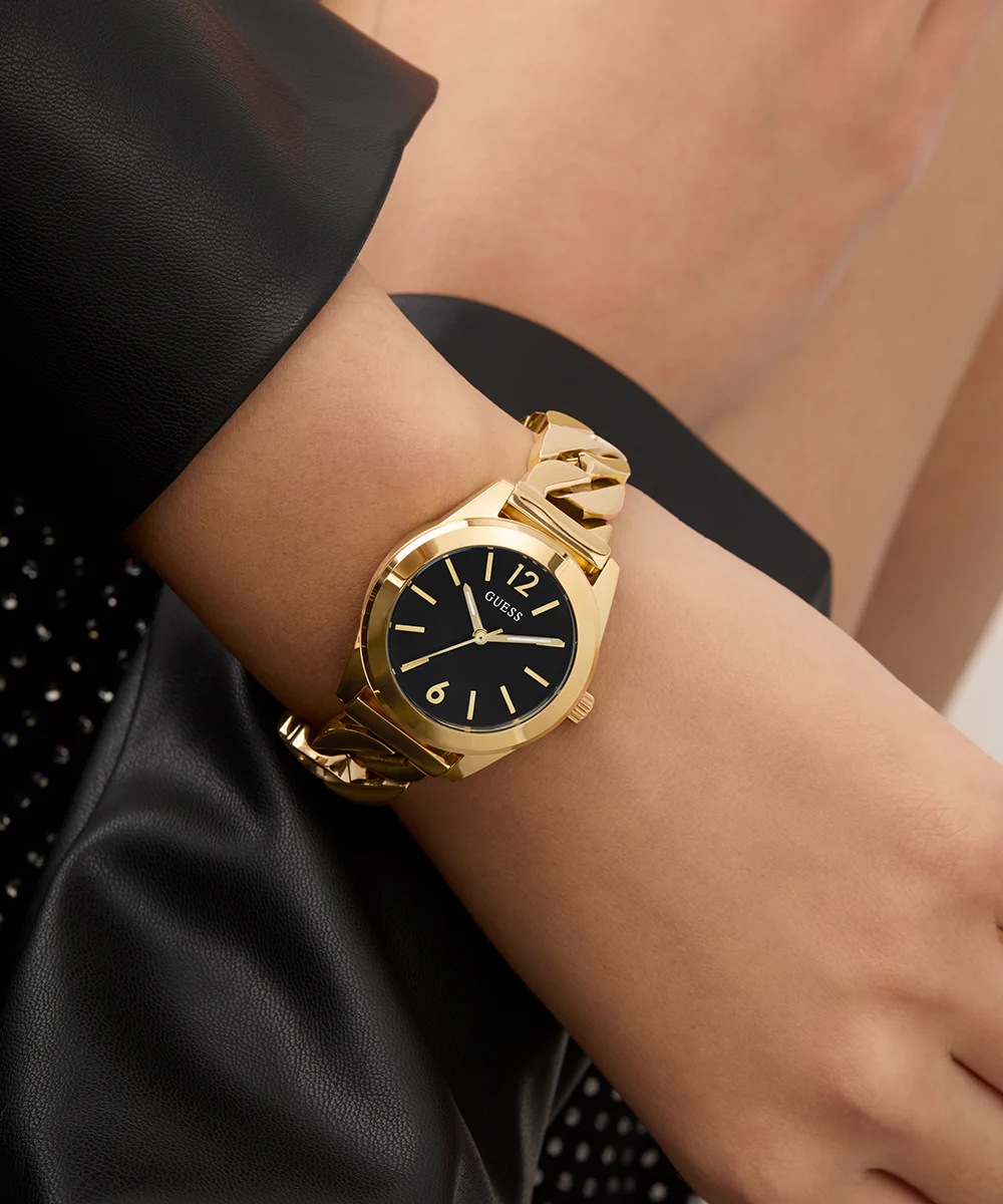 GUESS Ladies Gold Tone Analog Watch Gift Set