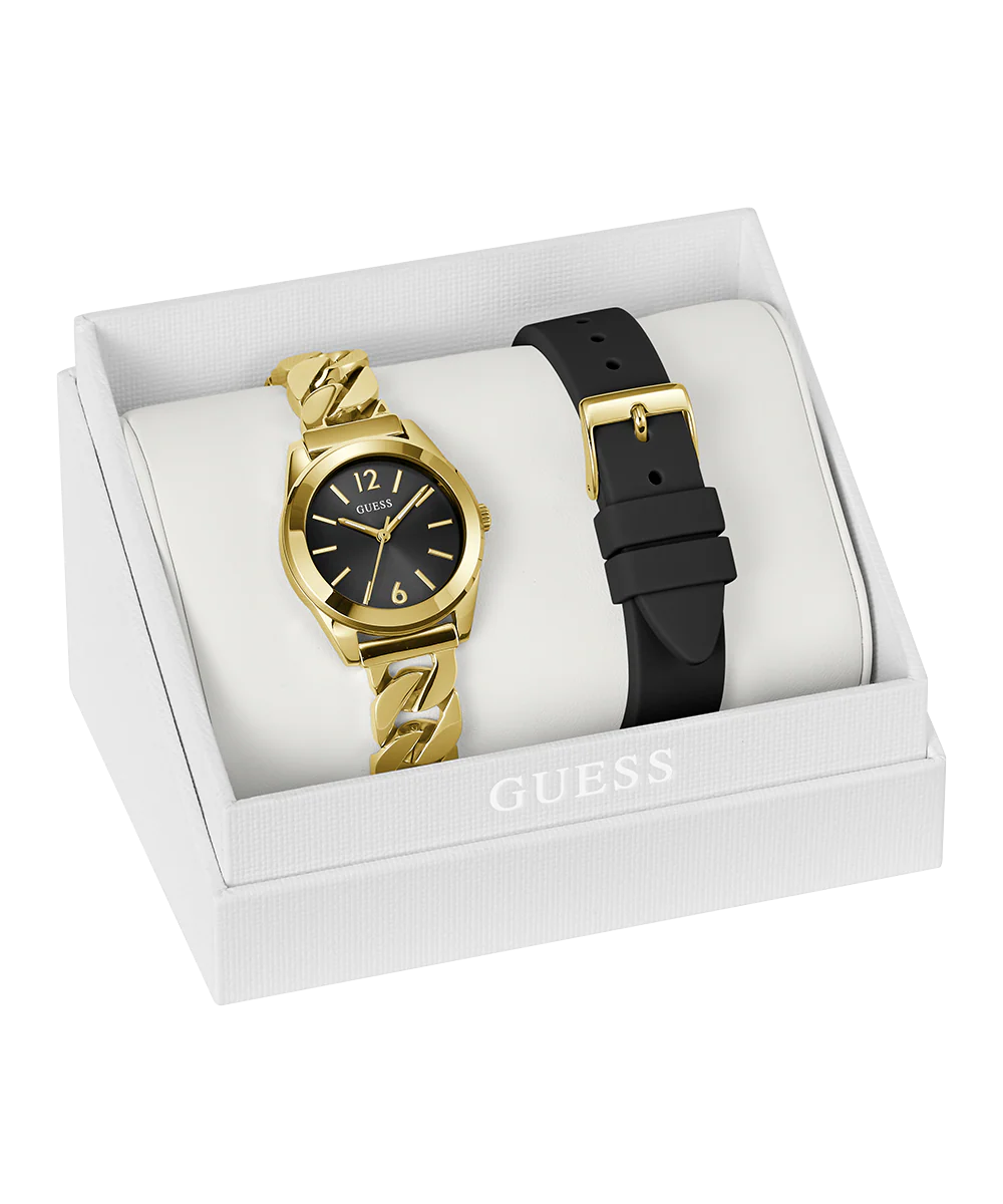 GUESS Ladies Gold Tone Analog Watch Gift Set