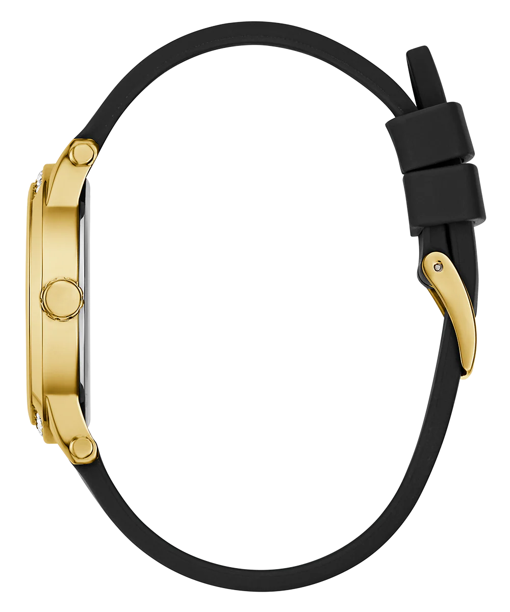 GUESS Ladies Black Gold Tone Analog Watch