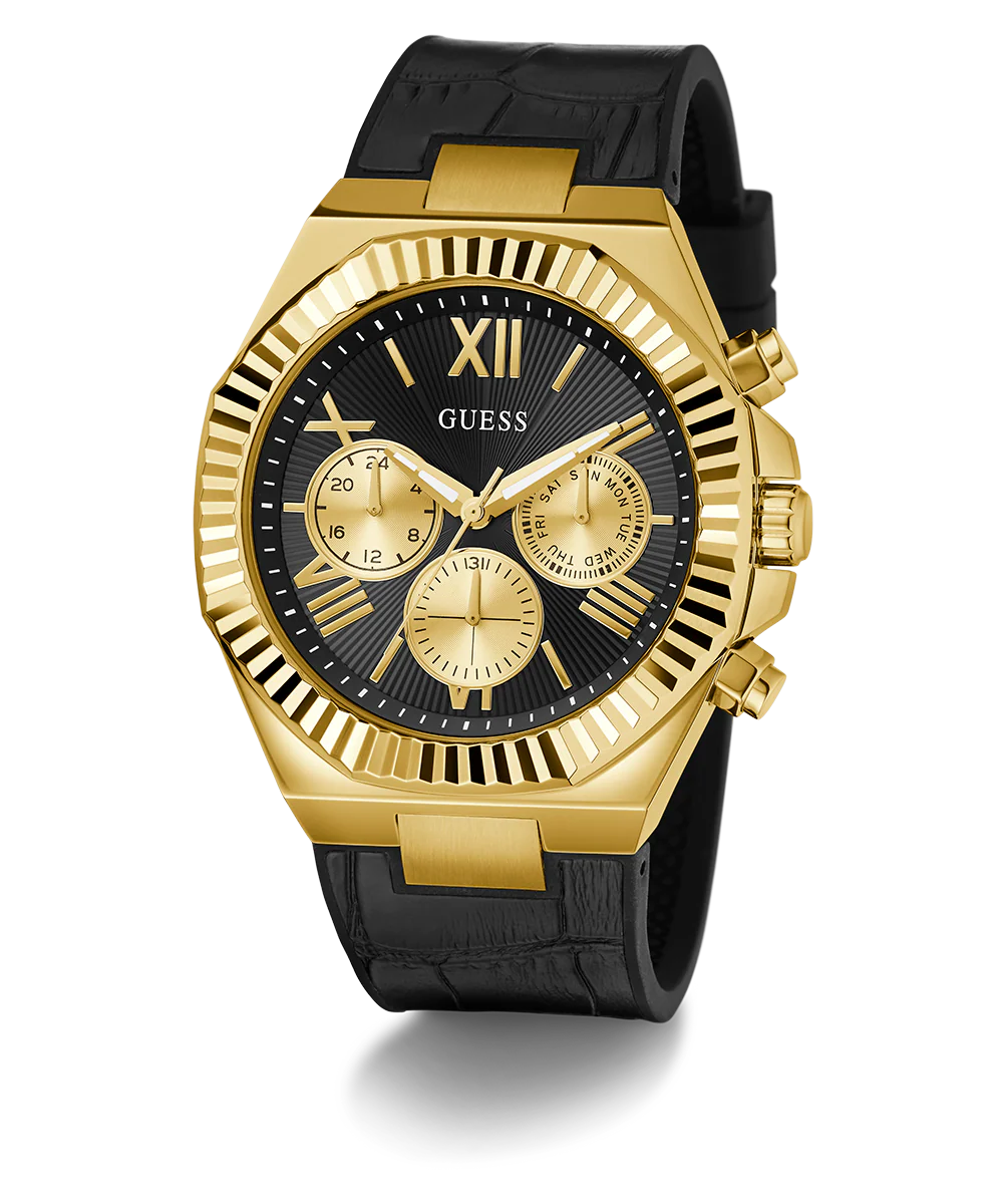62-guess-mens-equity-black-gold-tone-multi-function-watch-1.webp GUESS Mens Equity Black Gold Tone Multi-function Watch