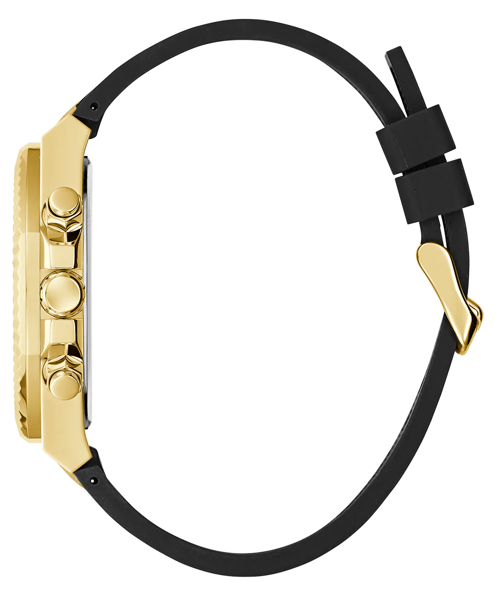 GUESS Mens Equity Black Gold Tone Multi-function Watch