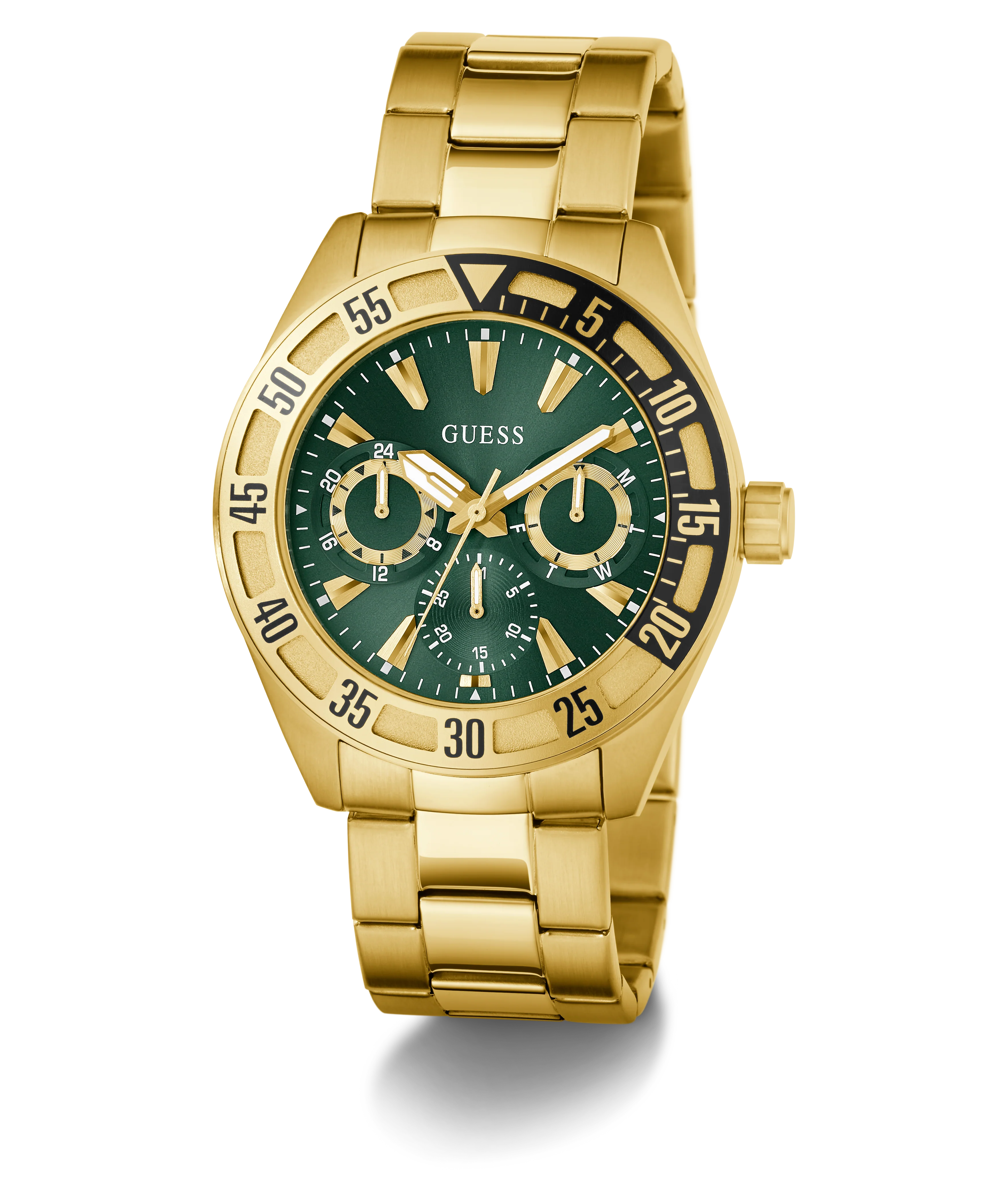 GUESS Mens Gold Tone Multi-function Watch