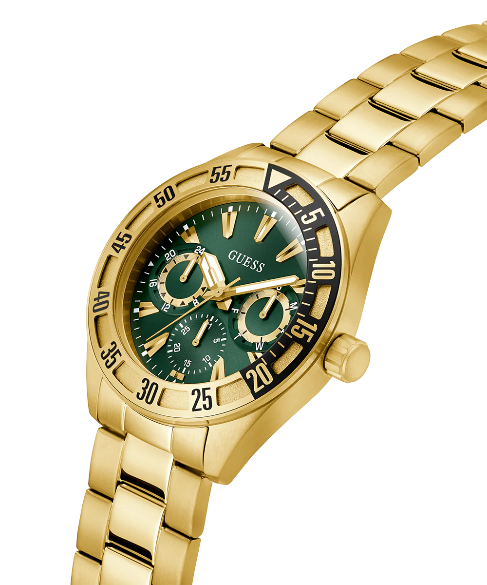 GUESS Mens Gold Tone Multi-function Watch