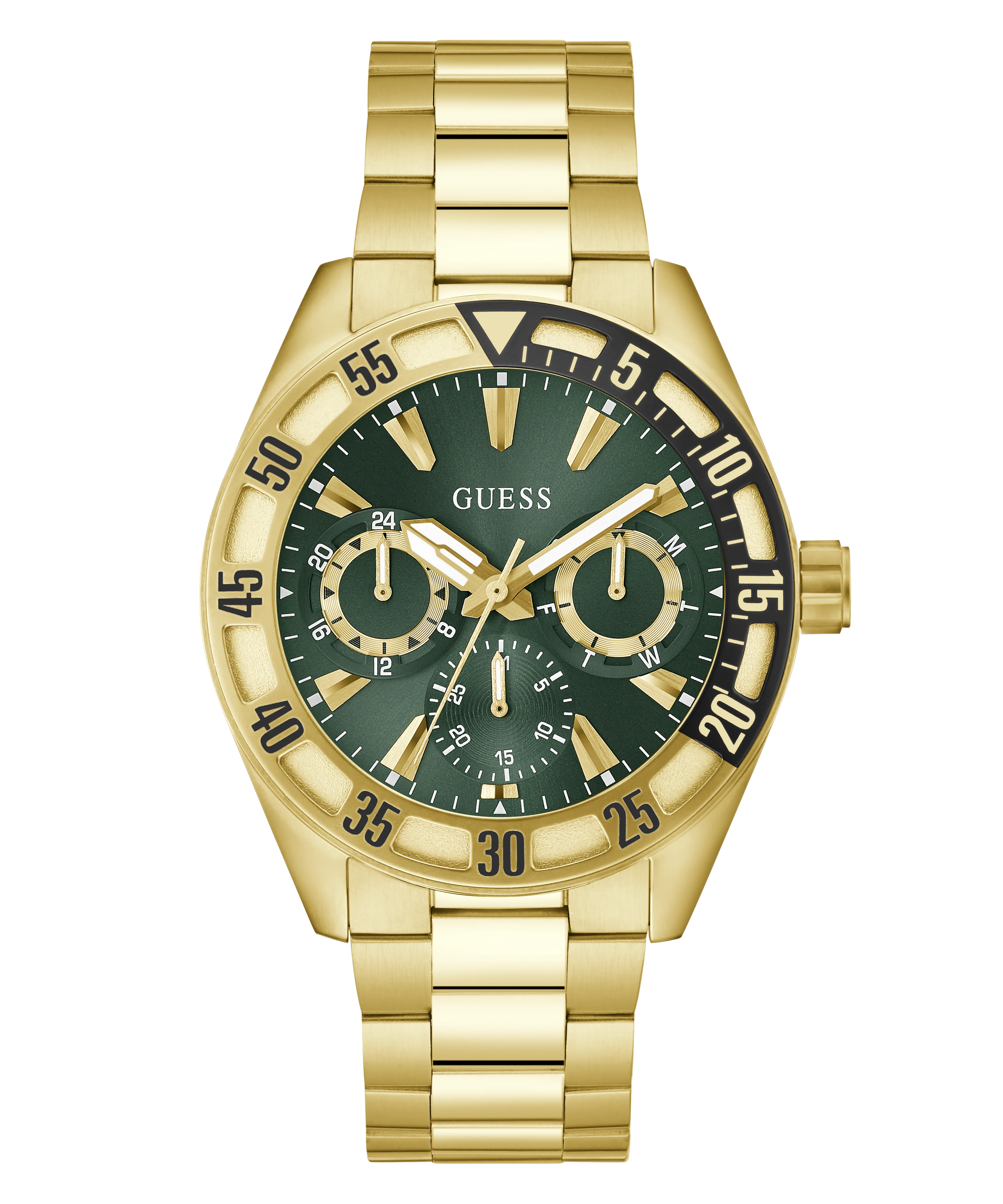 GUESS Mens Gold Tone Multi-function Watch