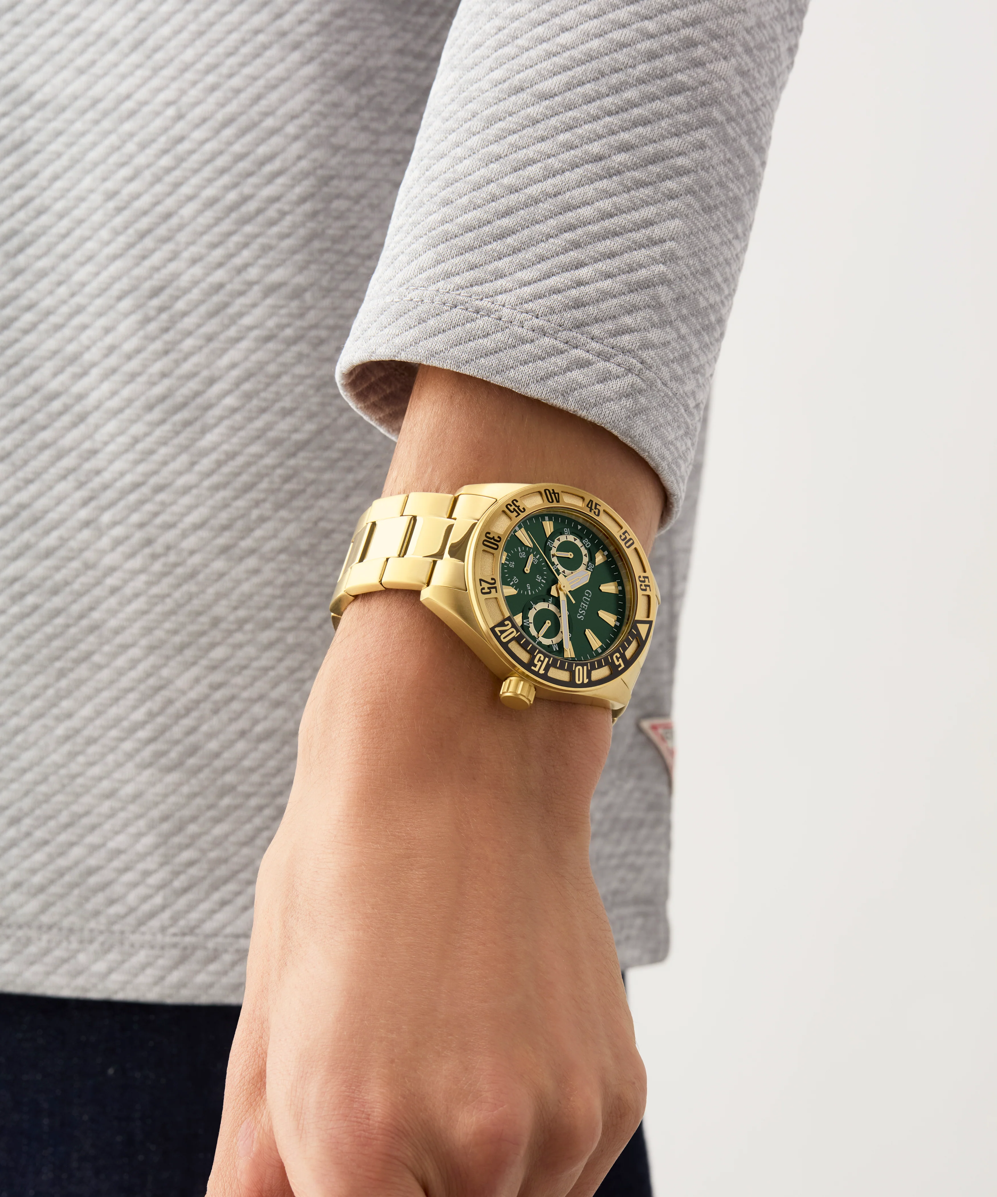 GUESS Mens Gold Tone Multi-function Watch