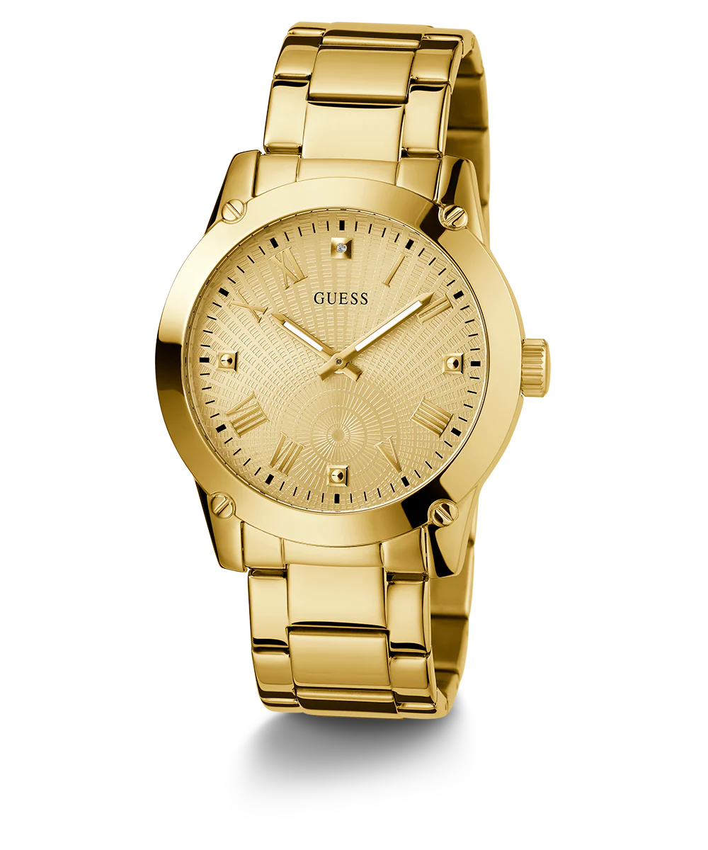 GUESS Mens Gold Tone Analog Watch
