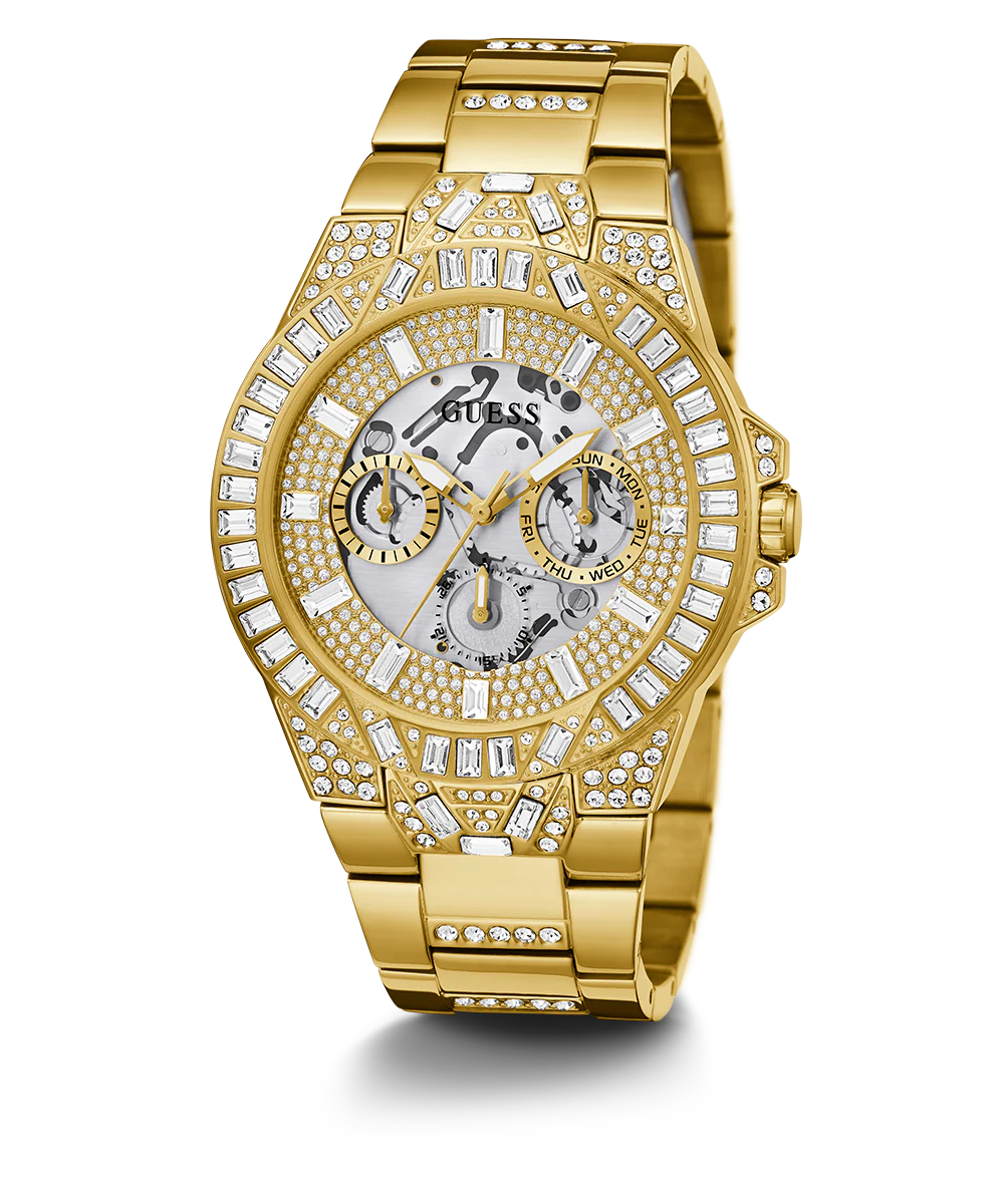GUESS Mens Gold Tone Multi-function Watch