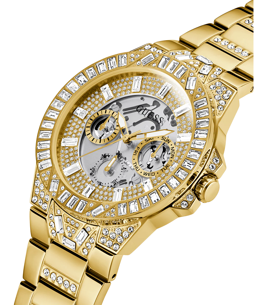 GUESS Mens Gold Tone Multi-function Watch
