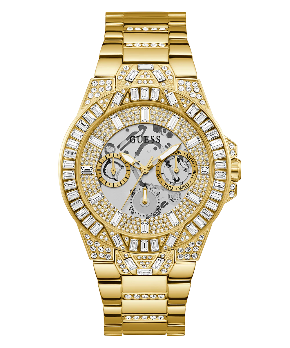 GUESS Mens Gold Tone Multi-function Watch