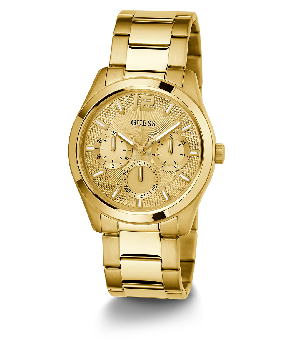 GUESS Mens Gold Tone Multi-function Watch