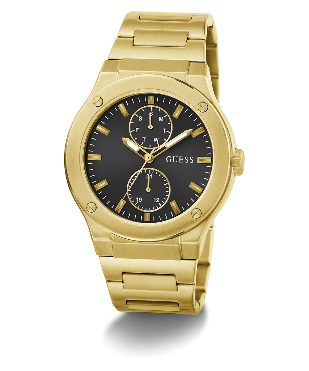 GUESS Mens Gold Tone Multi-function Watch