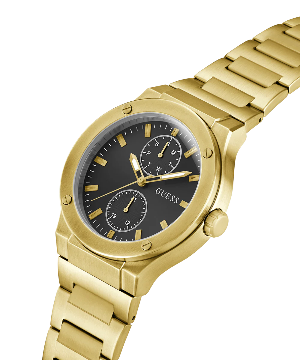 GUESS Mens Gold Tone Multi-function Watch