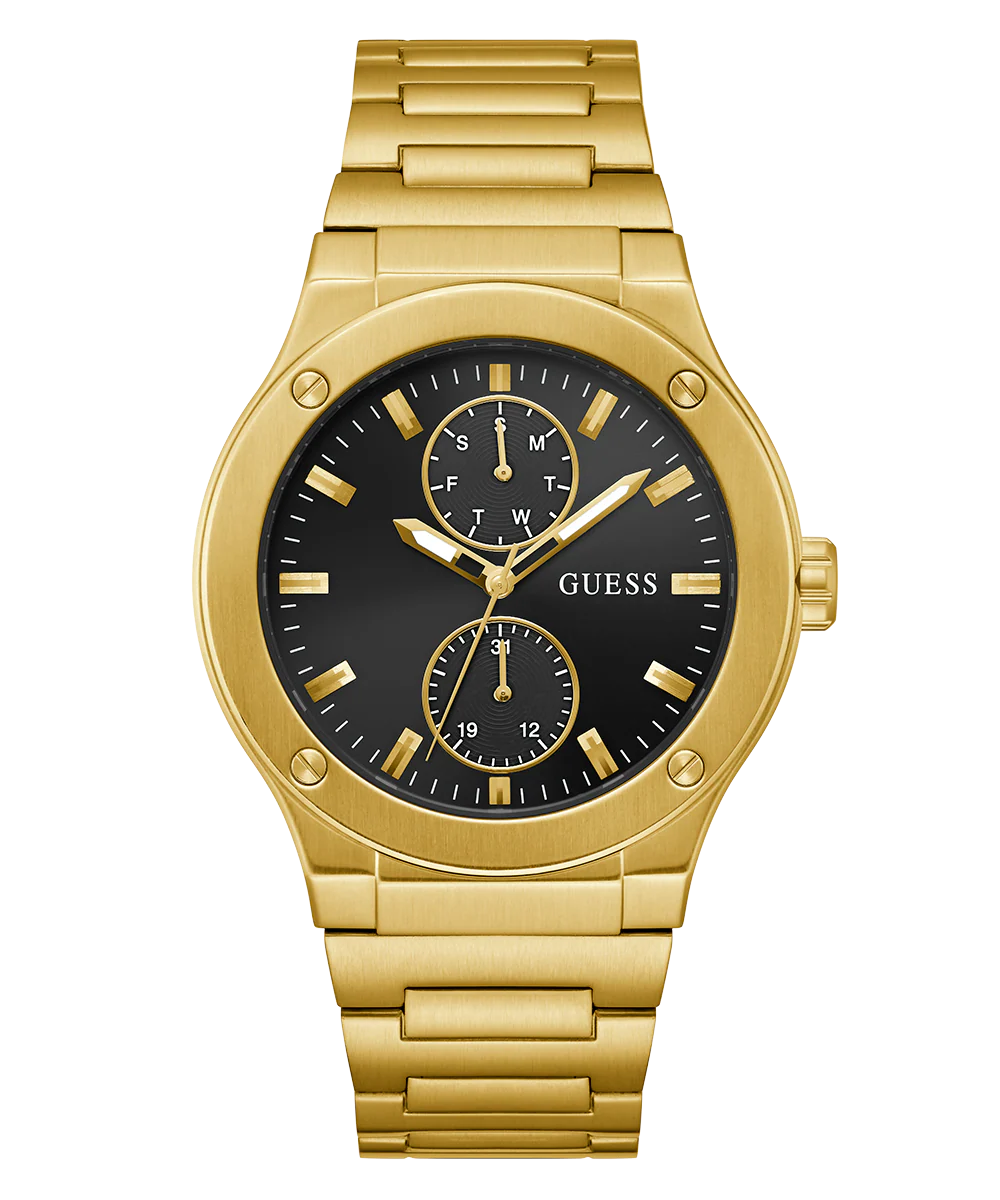 GUESS Mens Gold Tone Multi-function Watch