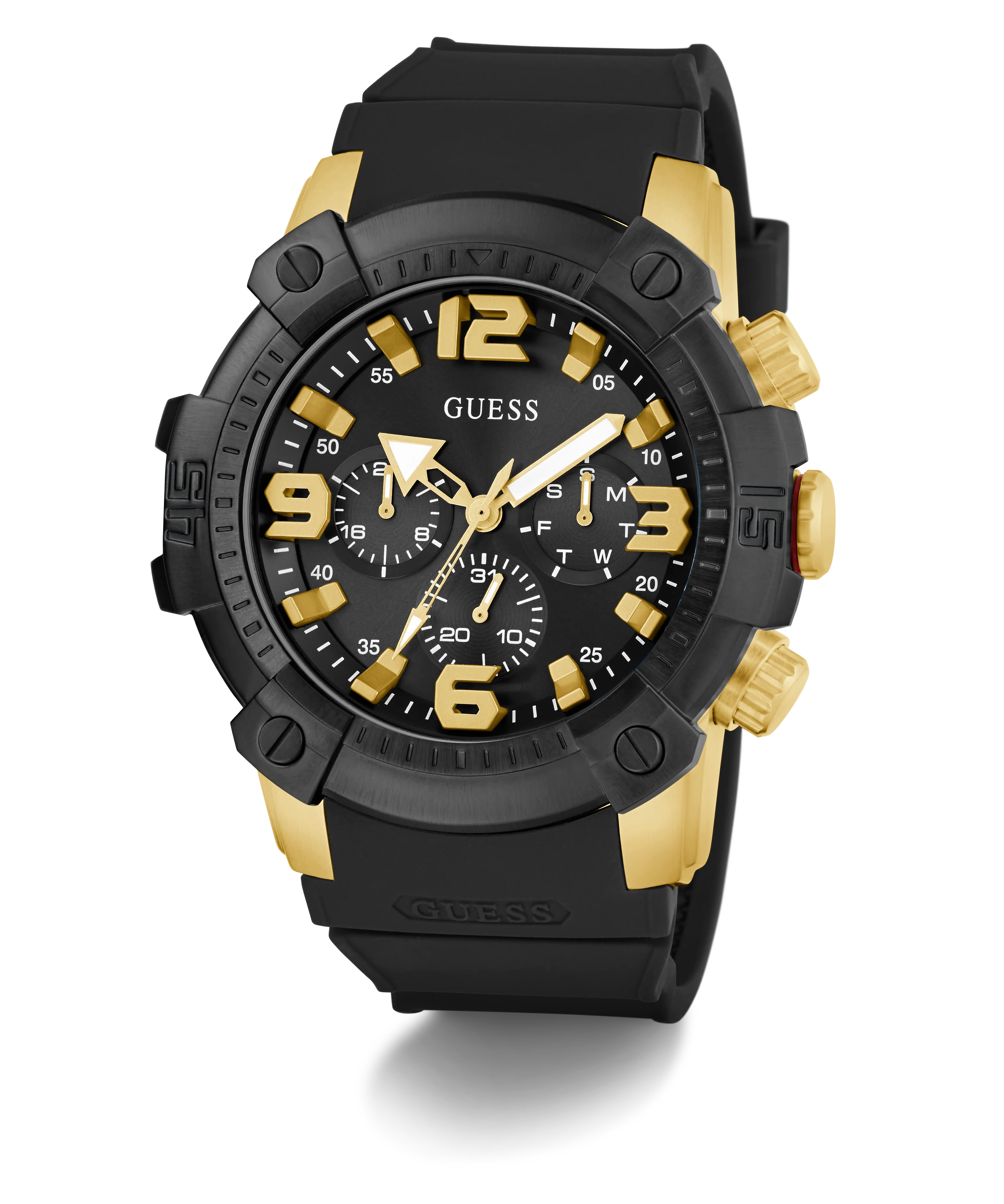 GUESS Mens Black 2-Tone Multi-function Watch