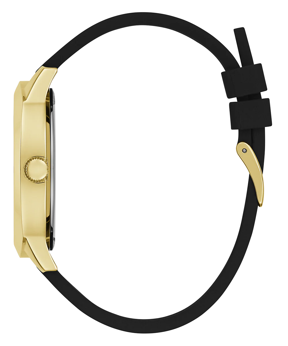 GUESS Mens Black Gold Tone Analog Watch
