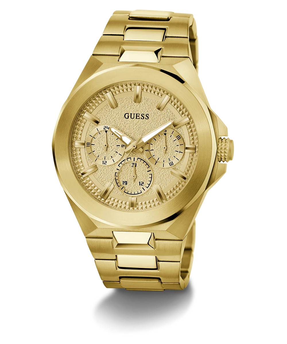 GUESS Mens Gold Tone Multi-function Watch