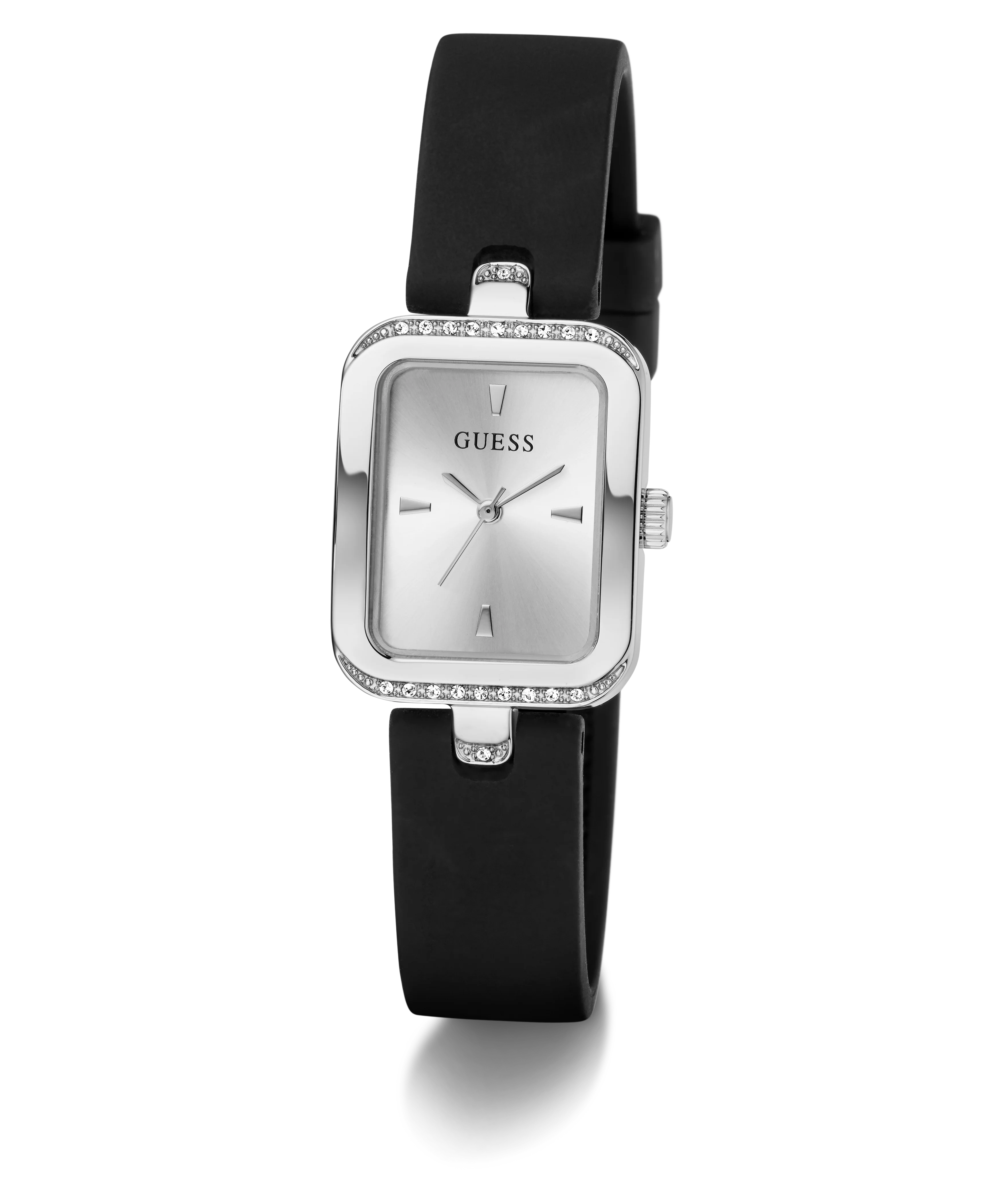 GUESS Ladies Black Silver Tone Analog Watch