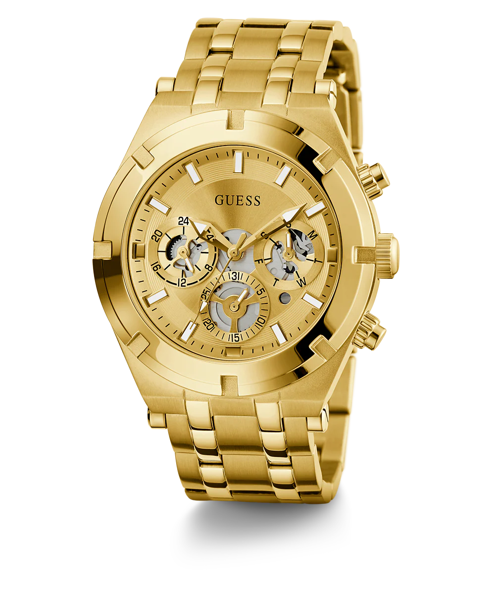 GUESS Mens Gold Tone Multi-function Watch