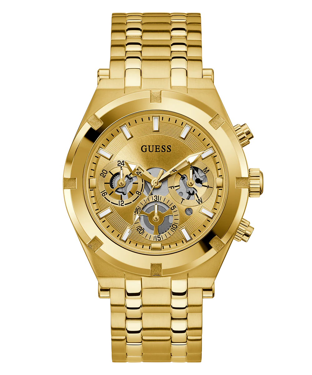 GUESS Mens Gold Tone Multi-function Watch